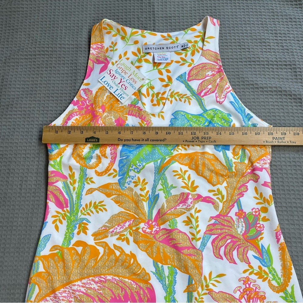 New Gretchen Scott Swerve Dress Medium Womens Palm Palm Multi Sleeveless - Picture 8 of 8